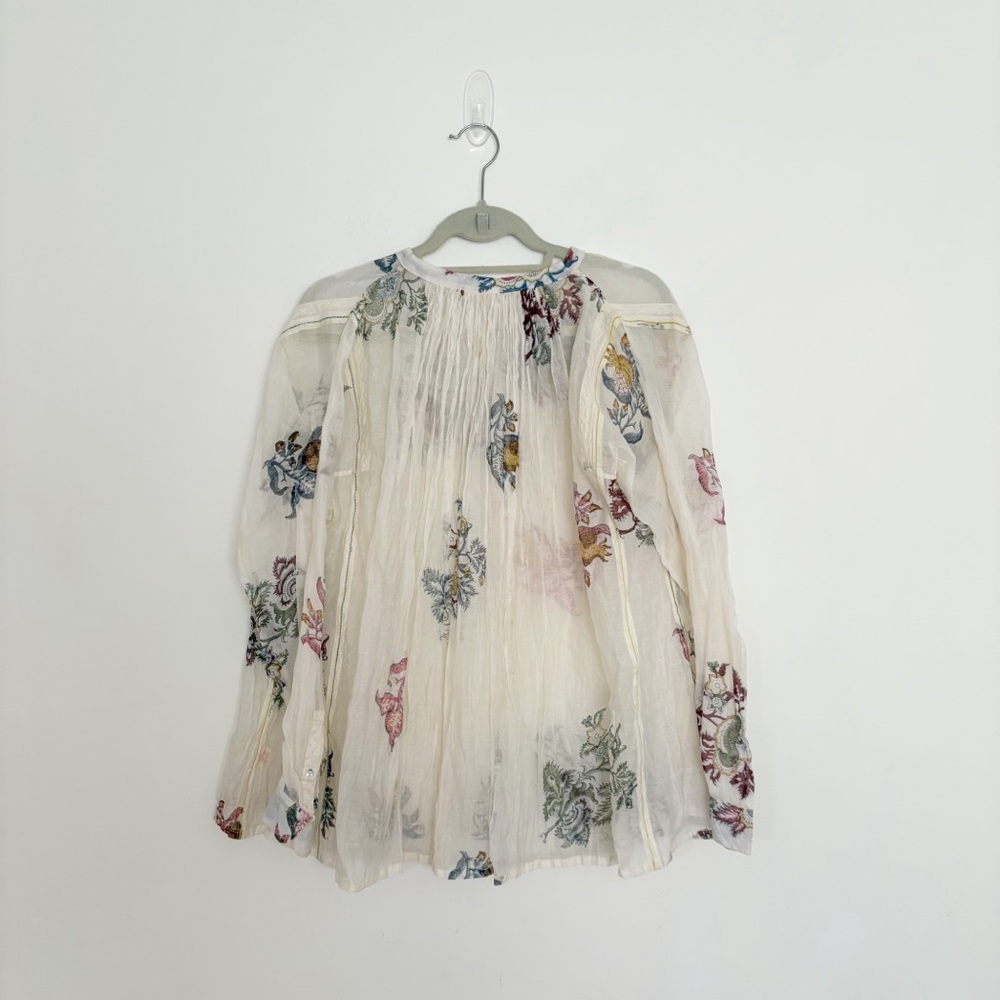 Injiri Rasa 75 Cotton Silk Floral Print Crinkled Shirt Medium - Picture 7 of 7